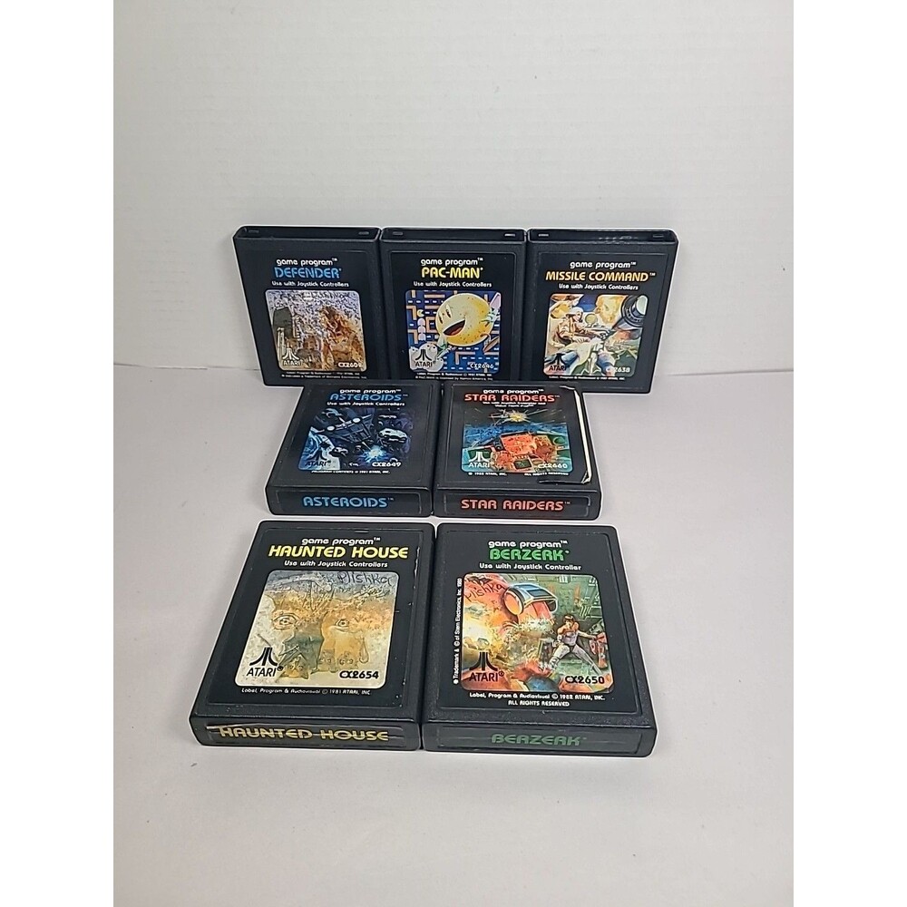Atari Video Game Cartridges - Lot of 7 - Pacman, Defender, Berserk, Asteroids...